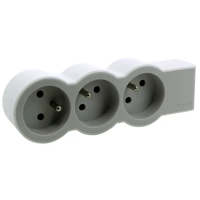 Rallonge extra-plate 5x2P+T a cabler - blanc-gris clair Legrand